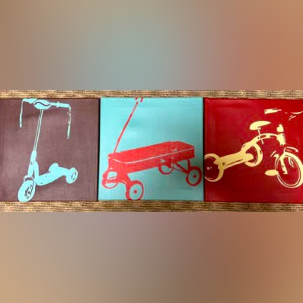 Set of 3 canvas pictures each 12” x 12”‎